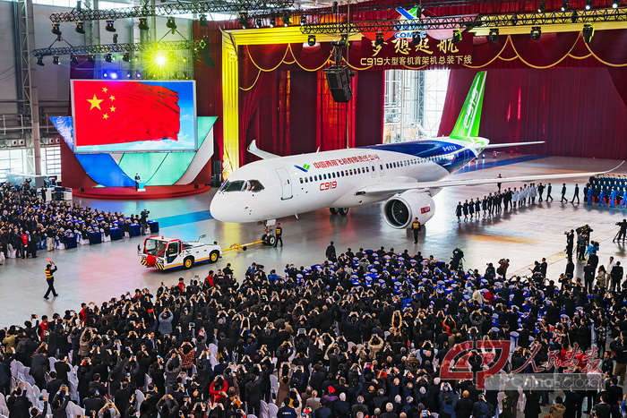 November 2, 2015: The C919 rolls off the assembly line in Shanghai. by Wan Quan/China Pictorial